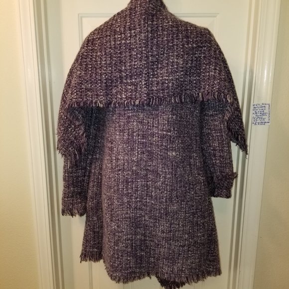 ✅#67 NWOT CALVIN KLEIN PURPLE FRINGE TWEED JACKET - Picture 4 of 9